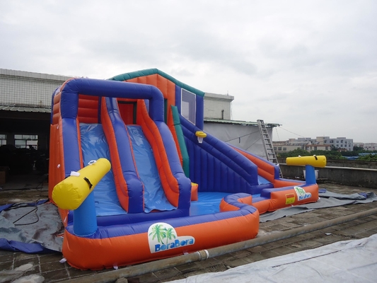 Outdoor Giant Double Track Inflatable Bouncer Water Slide Taman Air