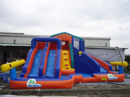 Outdoor Giant Double Track Inflatable Bouncer Water Slide Taman Air