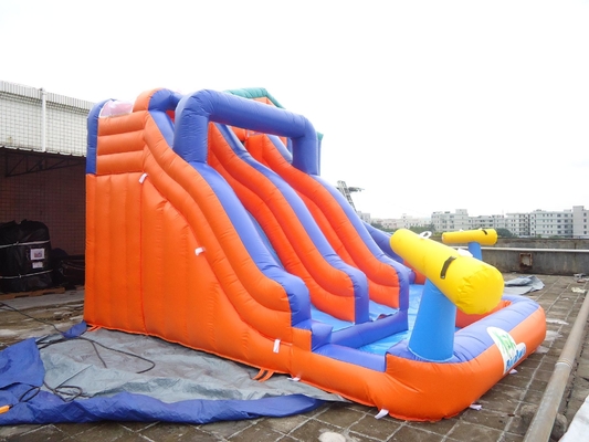 Outdoor Giant Double Track Inflatable Bouncer Water Slide Taman Air