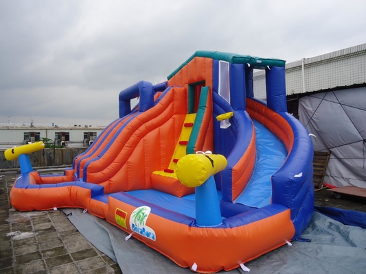 Outdoor Giant Double Track Inflatable Bouncer Water Slide Taman Air