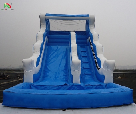 Slide air inflatable komersial double splash dual lane untuk dijual