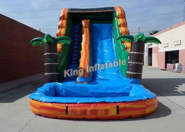 Slide Tiup Melompat Cerah, Seluncuran Air Tropis 18 Kaki Dengan PVC Tarpaulin