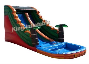 Slide Tiup Melompat Cerah, Seluncuran Air Tropis 18 Kaki Dengan PVC Tarpaulin