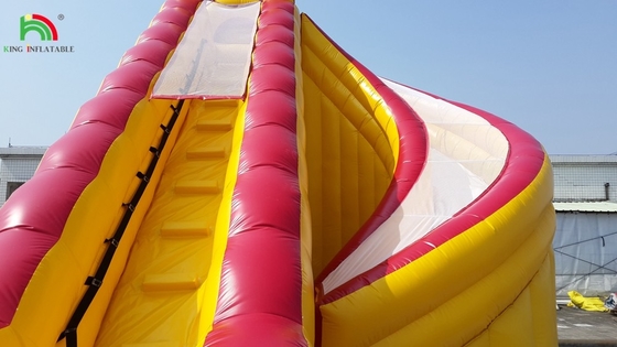 Kolam renang air kembung merah tertutup double slides anak-anak bounce house komersial air tertutup slide kolam renang