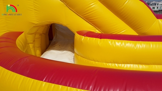 Kolam renang air kembung merah tertutup double slides anak-anak bounce house komersial air tertutup slide kolam renang