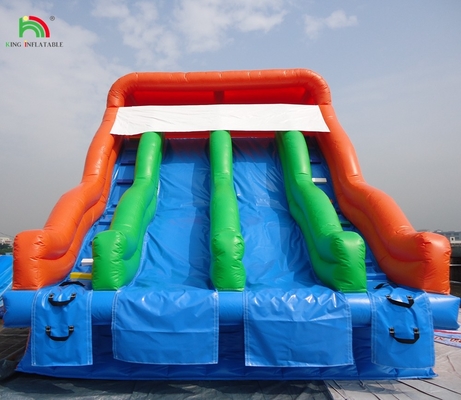 Kolam renang air kembung merah tertutup double slides anak-anak bounce house komersial air tertutup slide kolam renang