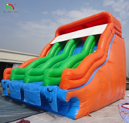 Kolam renang air kembung merah tertutup double slides anak-anak bounce house komersial air tertutup slide kolam renang