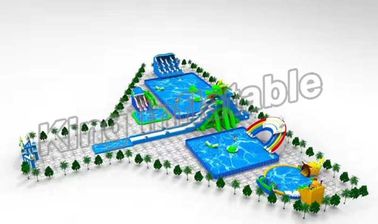 Taman Air Inflatable Luar Ruangan Disesuaikan / Slide Kolam Renang Tiup