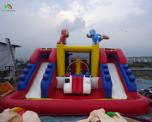 Slide Air Inflatable Komersial Populer dengan Kolam Renang Slide Air Double Lane Inflatable untuk Anak-anak dan Dewasa
