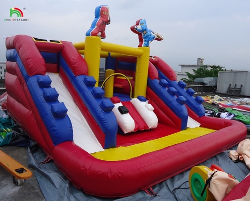 Slide Air Inflatable Komersial Populer dengan Kolam Renang Slide Air Double Lane Inflatable untuk Anak-anak dan Dewasa