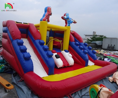 Slide Air Inflatable Komersial Populer dengan Kolam Renang Slide Air Double Lane Inflatable untuk Anak-anak dan Dewasa
