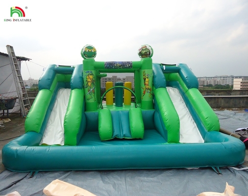 Slide Air Komersial Inflatable Anak-anak Outdoor Double Lane Slide Air Bounce House Slide Air Inflatable dengan kolam renang