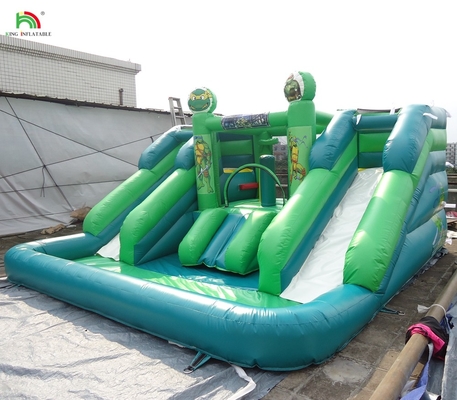 Slide Air Komersial Inflatable Anak-anak Outdoor Double Lane Slide Air Bounce House Slide Air Inflatable dengan kolam renang