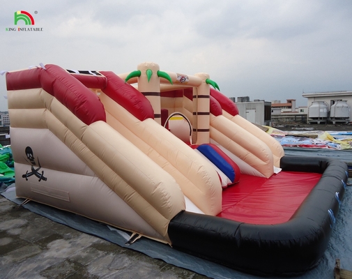 Custom Inflatable Bouncer Combo Castle Dry And Wet Combo Double Lane Inflatable Water Slide dengan kolam renang
