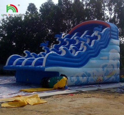 Outdoor Summer Cool Wave Pool Slide Inflatable Water Slide Untuk Inground Pool Anak-anak dewasa