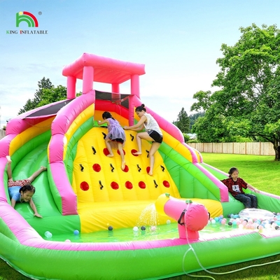 Slide air kembung komersial dengan kolam renang Slide air kembung jalur ganda untuk anak-anak dan orang dewasa