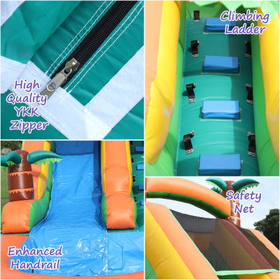 Komersial Air Kering dan Basah Slide Inflatable Tropical Fiesta Breeze Kids Air Slide Inflatable dengan kolam renang
