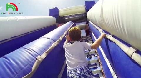 Kualitas Tinggi Komersial Besar Slide Air Tumpukan Tiga 3 Lane High Tide Slide Air Inflatable