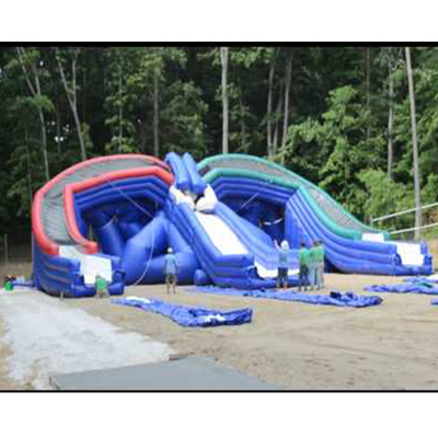 Kualitas Tinggi Komersial Besar Slide Air Tumpukan Tiga 3 Lane High Tide Slide Air Inflatable