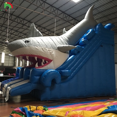 Slide Air Luar Ruangan Backyard Shark Slide Air Inflatable untuk Anak-anak dan Dewasa