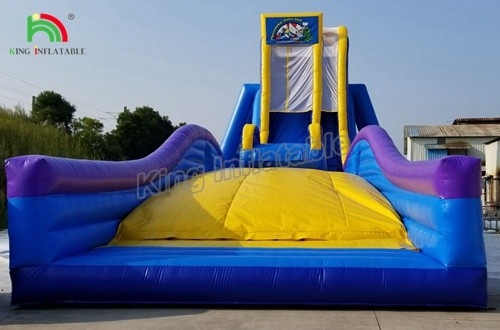 Sewa pesta komersial Menarik Gila Biru Air Slide Inflatable untuk anak-anak dan orang dewasa