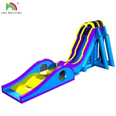 Sewa pesta komersial Menarik Gila Biru Air Slide Inflatable untuk anak-anak dan orang dewasa