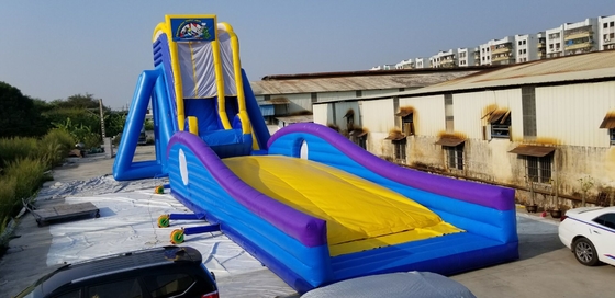 Sewa pesta komersial Menarik Gila Biru Air Slide Inflatable untuk anak-anak dan orang dewasa