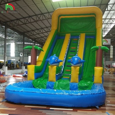 Double Slide Inflatable Water Slide Palm Tree Inflatable Wet Dry Slide Untuk Anak-anak Dan Dewasa