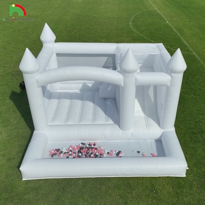 Komersial Putih Inflatable Bounce Castle House Anak-anak Water Slide dengan Ball Pit