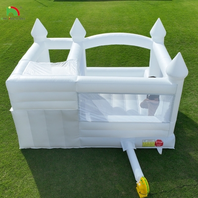 Komersial Putih Inflatable Bounce Castle House Anak-anak Water Slide dengan Ball Pit