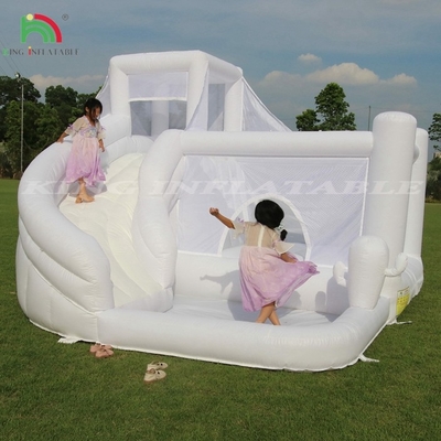 White Inflatable Bounce Combo Bouncy Castle House Kids Water Slide dengan Ball Pit