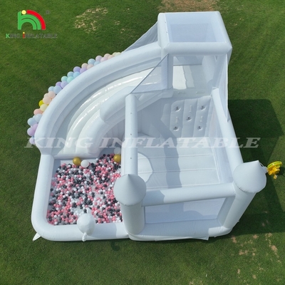 White Inflatable Bounce Combo Bouncy Castle House Kids Water Slide dengan Ball Pit