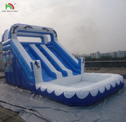 Slide air besar yang bisa diembun dengan pelangi Slide air berselang ganda dengan kolam renang dewasa