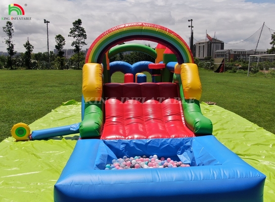 Kids Outdoor Party Inflatable Obstacle Bounce House dengan Slide, Ball Pit, Climbing, Obstacles, Blower