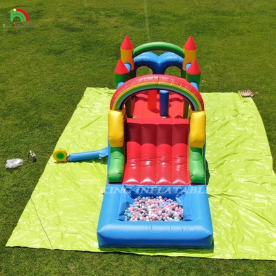 Kids Outdoor Party Inflatable Obstacle Bounce House dengan Slide, Ball Pit, Climbing, Obstacles, Blower