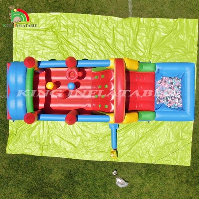 Kids Outdoor Party Inflatable Obstacle Bounce House dengan Slide, Ball Pit, Climbing, Obstacles, Blower