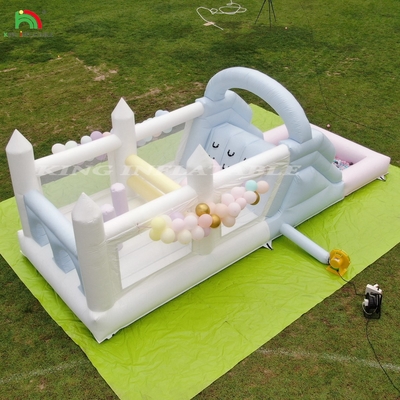 Bouncer Inflatable Combo Obstacle Course Bounce Castle Rumah Dengan Slide Ball Pit Climbing Blower