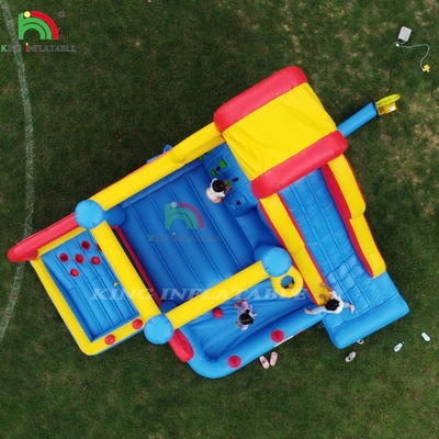 Kursus rintangan yang bisa diembun Bounce House Castle dengan Slide Bounce Area dan rintangan Mendaki dengan Blower