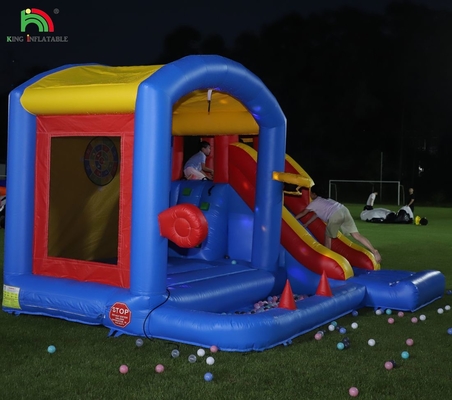 Anak-anak Inflatable Bounce Castle dengan Blower, Bouncy Castle dengan Slide, Climbing, rintangan, Trampolin, Ball Pit Pool