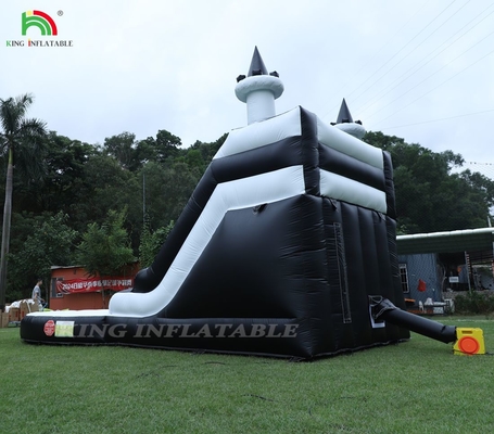 Hitam Dan Putih Komersial Air Slide Inflatable Dengan kolam renang Air Slide Inflatable