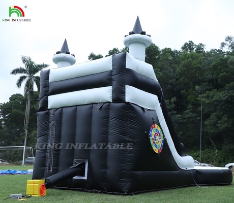 Hitam Dan Putih Komersial Air Slide Inflatable Dengan kolam renang Air Slide Inflatable