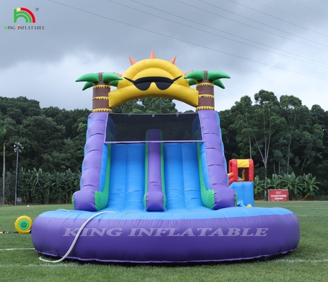 Slide air bergelombang ganda dengan penghalang kolam renang untuk mendaki Slide kolam renang bergelombang