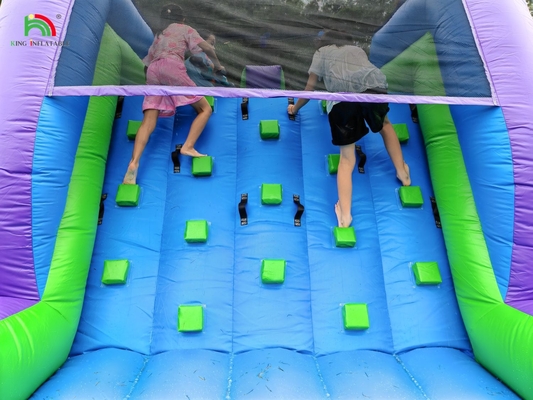 Slide air bergelombang ganda dengan penghalang kolam renang untuk mendaki Slide kolam renang bergelombang