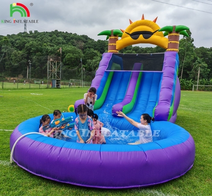 Slide air bergelombang ganda dengan penghalang kolam renang untuk mendaki Slide kolam renang bergelombang