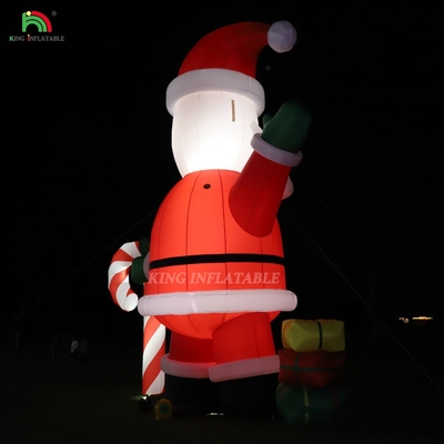 Glowing Inflatable Santa Claus Ornament 33ft Kartun Raksasa dengan Lampu LED untuk Natal Taman Pesta Dekorasi