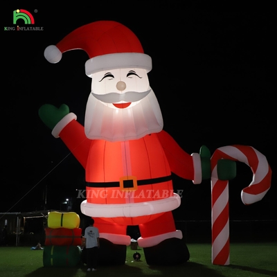 Glowing Inflatable Santa Claus Ornament 33ft Kartun Raksasa dengan Lampu LED untuk Natal Taman Pesta Dekorasi