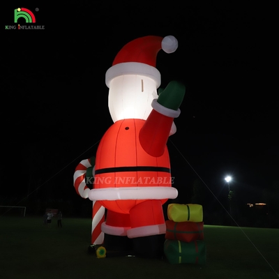 Glowing Inflatable Santa Claus Ornament 33ft Kartun Raksasa dengan Lampu LED untuk Natal Taman Pesta Dekorasi