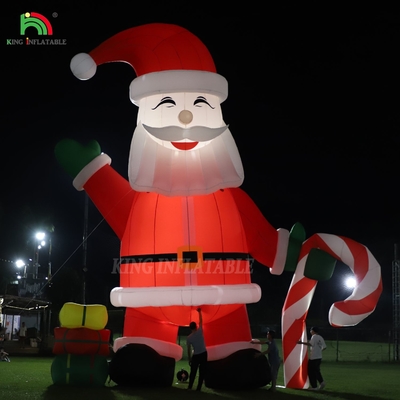 Glowing Inflatable Santa Claus Ornament 33ft Kartun Raksasa dengan Lampu LED untuk Natal Taman Pesta Dekorasi