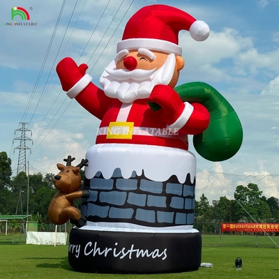 20ft 26ft 33ft Santa Claus kembung di cerobong dengan rusa Dekorasi Natal di luar ruangan Ledakkan Santa Claus
