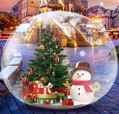 10FT Inflatable Snow Globe 0.5mm PVC Dekorasi Natal Raksasa Transparan Inflatable Bubble Igloo Tent